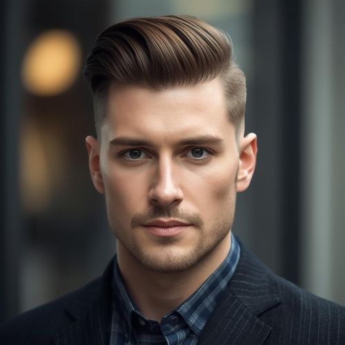Comb Over Fringe with Taper Fade