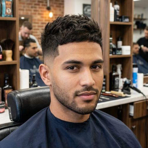 Handsome Short Tousled Style with Low Taper Fade