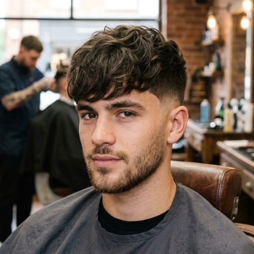 _Heavy Tousled Fringe with Low Taper Fade