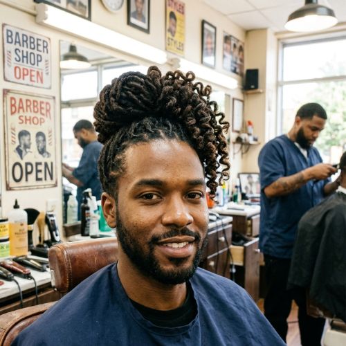 Loc Updo with Curled Ends