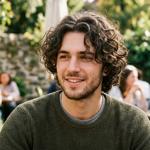 Messy Curly Middle Part