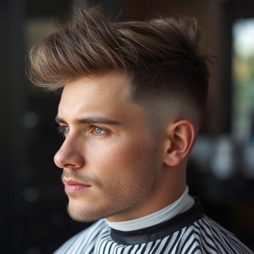 Messy Quiff with Taper Fade