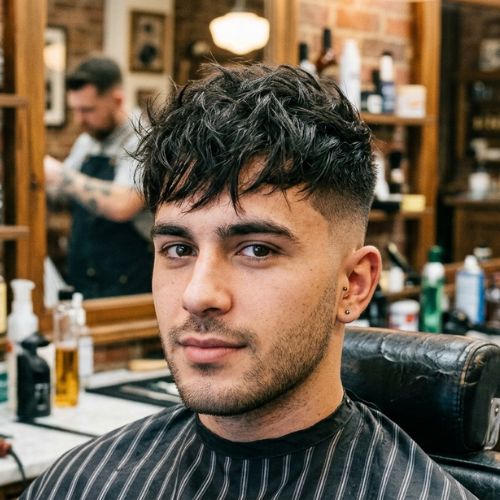 Messy, Textured Fringe with Fade