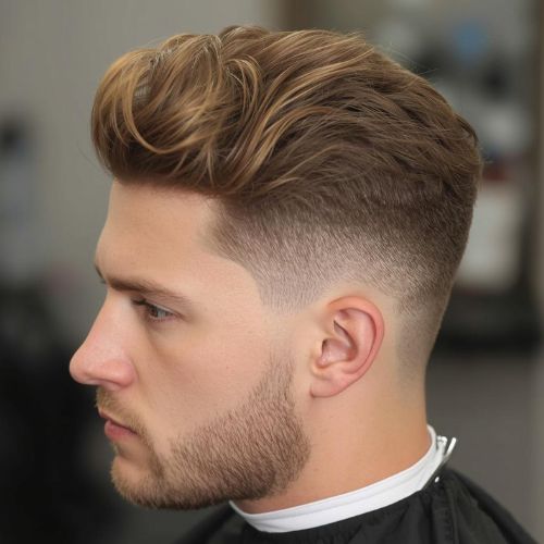 Messy Wavy Quiff with Low Taper