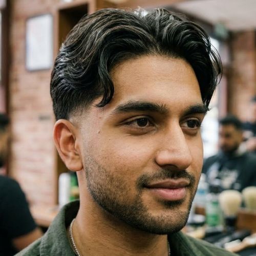 Middle Part with Taper Fade