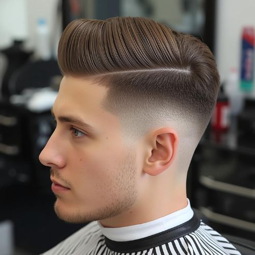 Natural Quiff with High Fade
