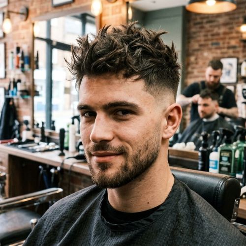 Short Messy Spikes with Mid Skin Fade