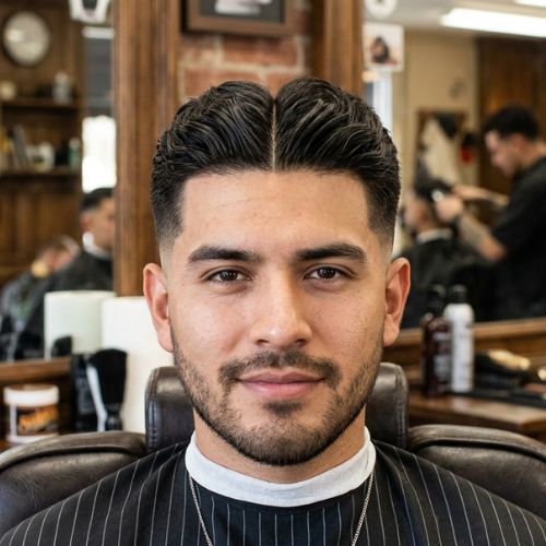 Short Textured Middle Part with Low Fade