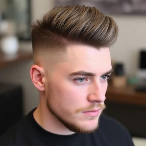 Textured Quiff with Sharp Fade