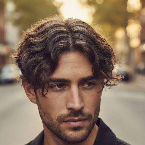Textured Wavy Middle Part