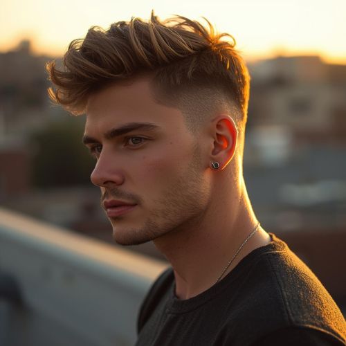 Tousled Short Quiff with Low Fade
