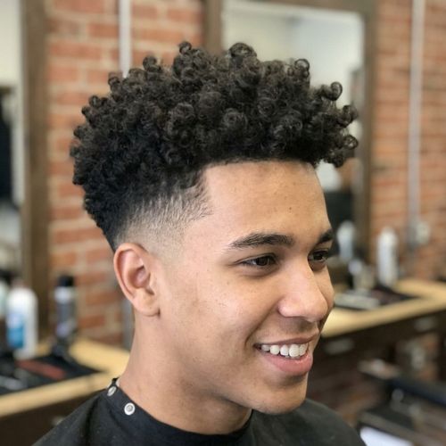 Burst Fade Curly Hair