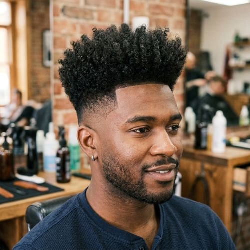 Curly High Top Fade