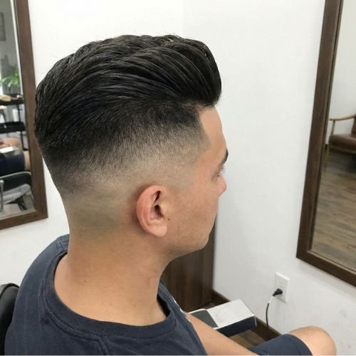 High Fade with Brushed-Back Top