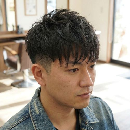 Messy Textured Fringe Low Taper Fade