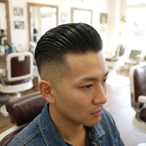 Slicked-Back Long Top with Skin Fade