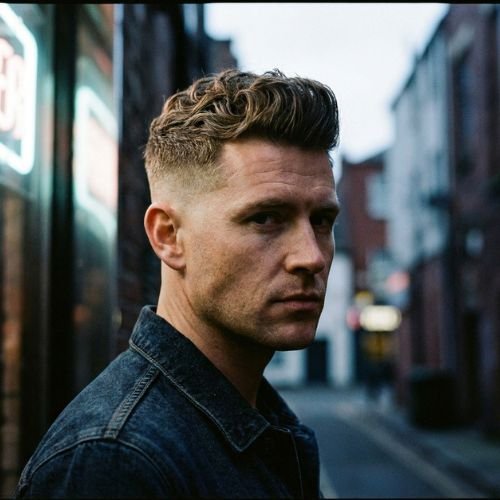 Wavy Quiff with Mid Fade