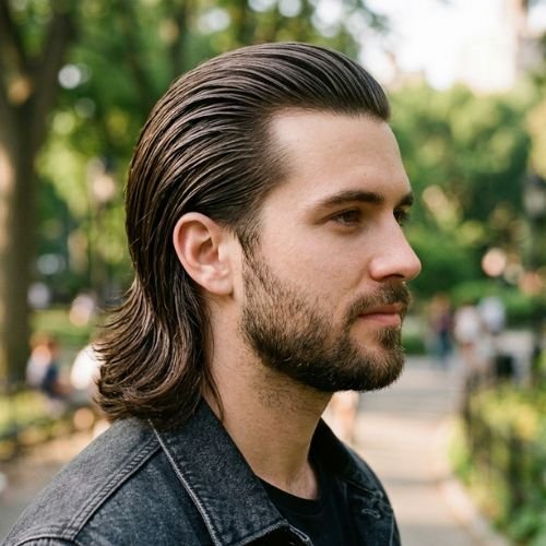 Long Slick Back Hairstyle for Men