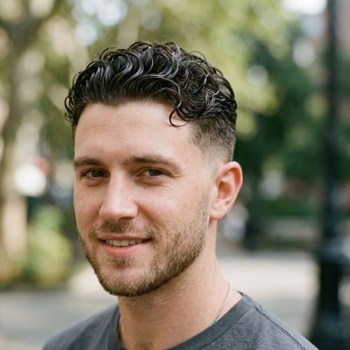 Low Taper Curly Wet Look