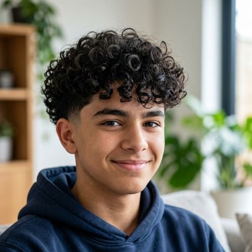 Low Taper Fade Curly Teen