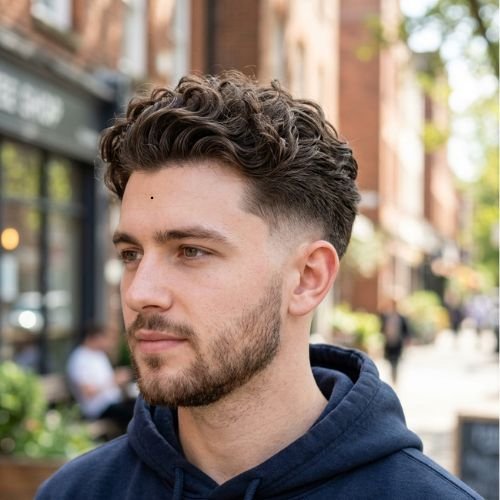 Low Taper Fade Curly Undercut