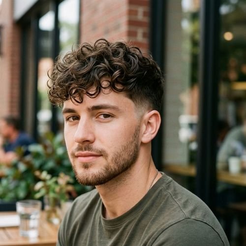 Low Taper Fade Layered Curly Hair