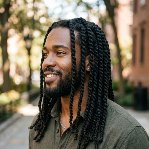 Two Strand Twist Men Long Hair